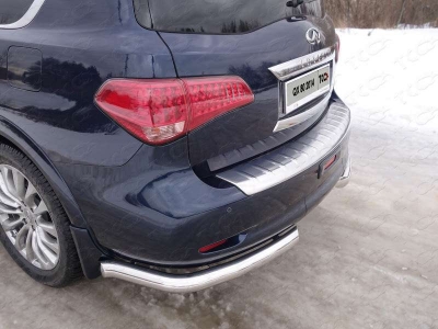 Защита заднего бампера уголки 76 мм ТСС для Infiniti QX80 2014-2018