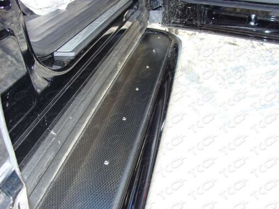 Пороги с площадкой нержавеющий лист 42 мм ТСС для Kia Mohave 2008-2016
