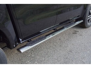 Пороги овальные с накладкой 120х60 мм для Dong Feng DF6 2022 – н.в. DONGFDF622-19
