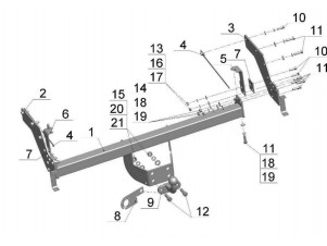 ТСУ Фаркоп Avtos на Ford Ranger 1999-2007 № FD 28
